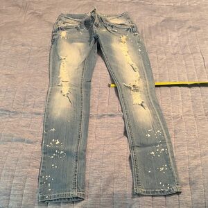 Stylish Distressed Women's Wallflower Skinny Jeans in Light Blue